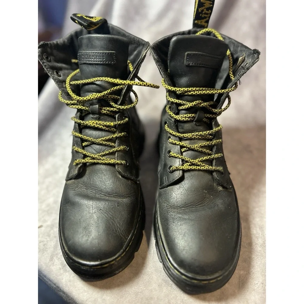 Dr. Martens Combs Leather Boots Black Men's 8 Women's 9 Combat Lace Up DS004